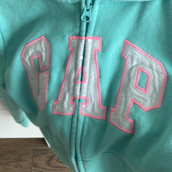 Gap teal and pink zip up sweater - Picture 3 of 4